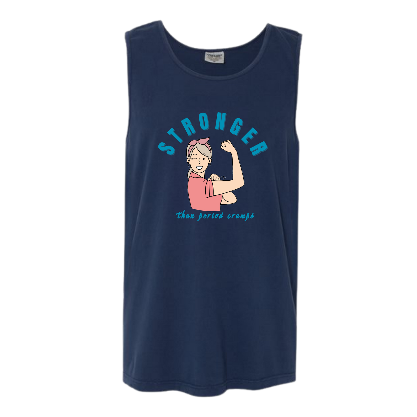 Stronger Than Period Cramps - Comfort Colors - Unisex Tank - Neutral Colors & Blues