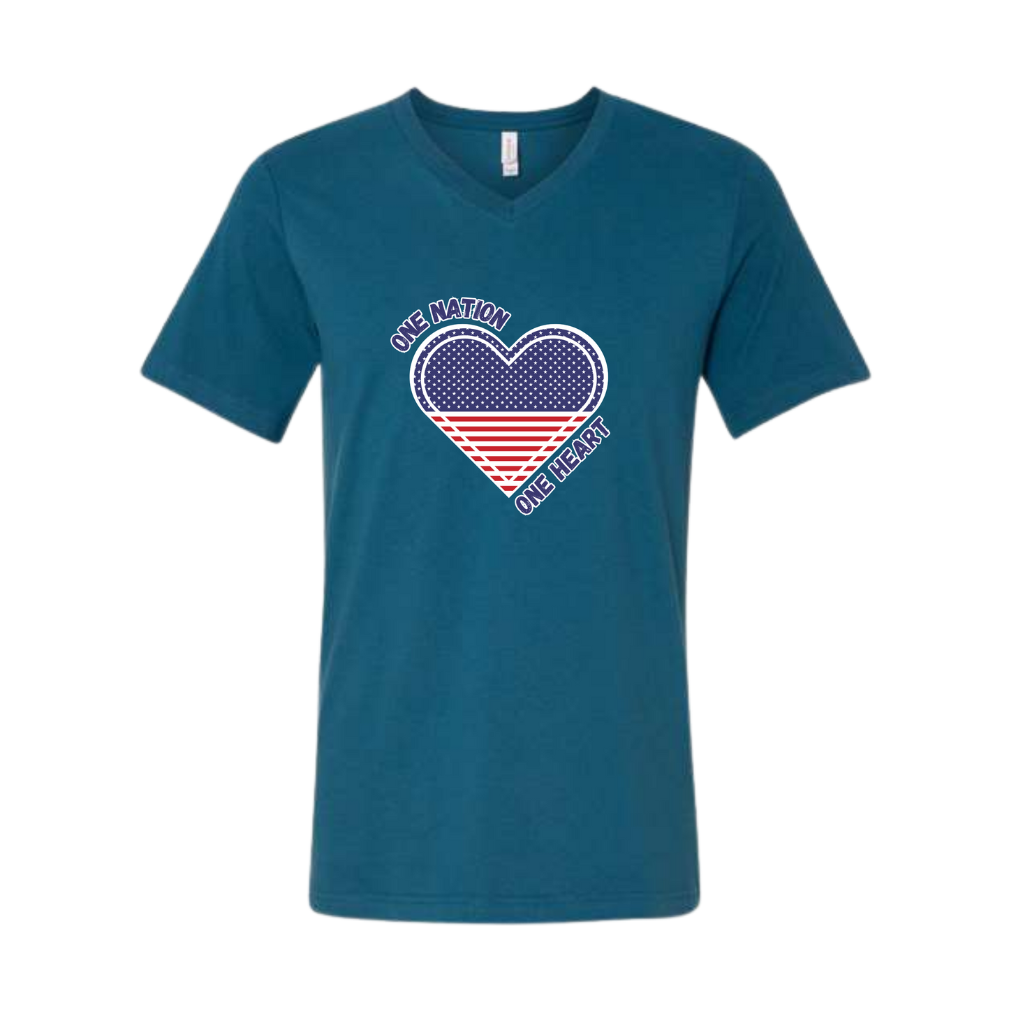 One Nation One Heart - Bella+Canvas - Unisex V-Neck - Assorted Colors