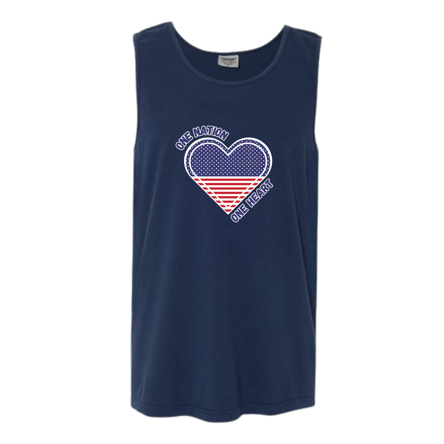 One Nation One Heart - Comfort Colors - Unisex Tank - Neutral Colors & Blues