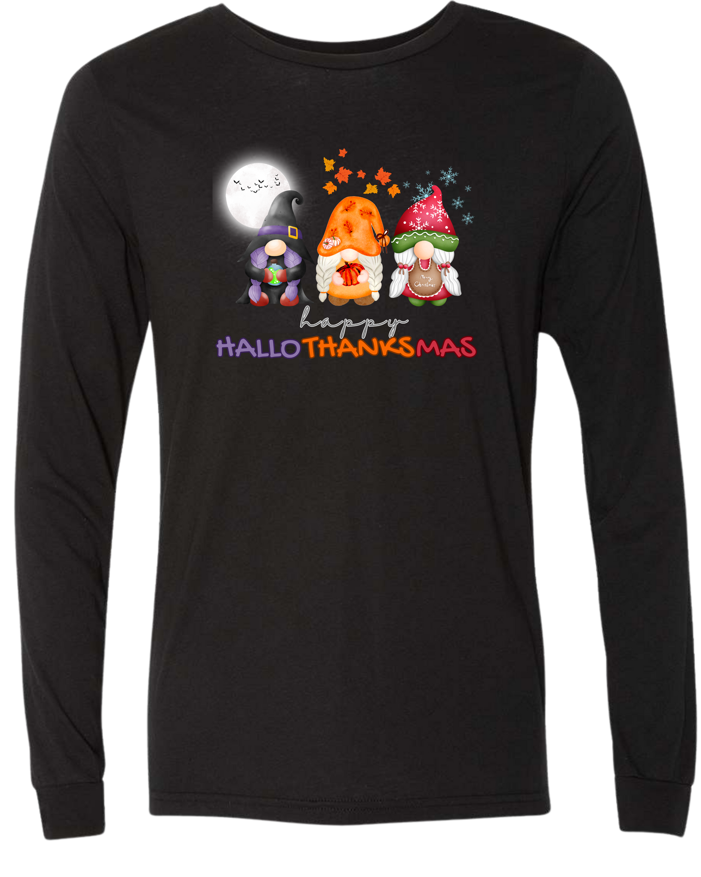 Happy HalloThanksMas Gnomes - Unisex Long Sleeve - Neutral Colors
