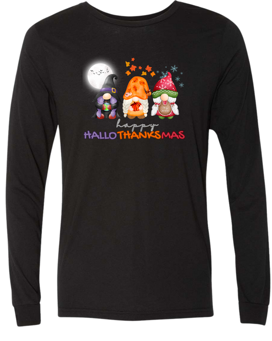 Happy HalloThanksMas Gnomes - Unisex Long Sleeve - Neutral Colors
