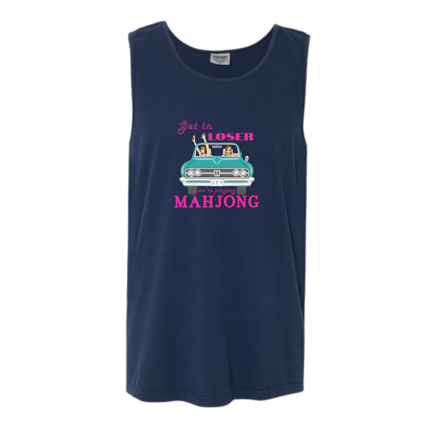 Get in Loser We're Playing Mahjong - Comfort Colors - Unisex Tank - Neutral Colors & Blues