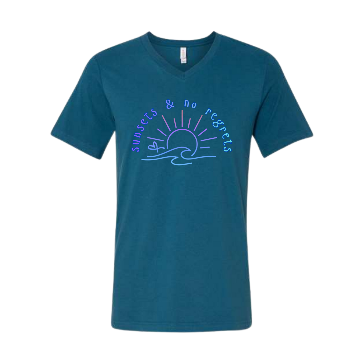 Sunsets & No Regrets - Bella+Canvas - Unisex V-Neck - Assorted Colors