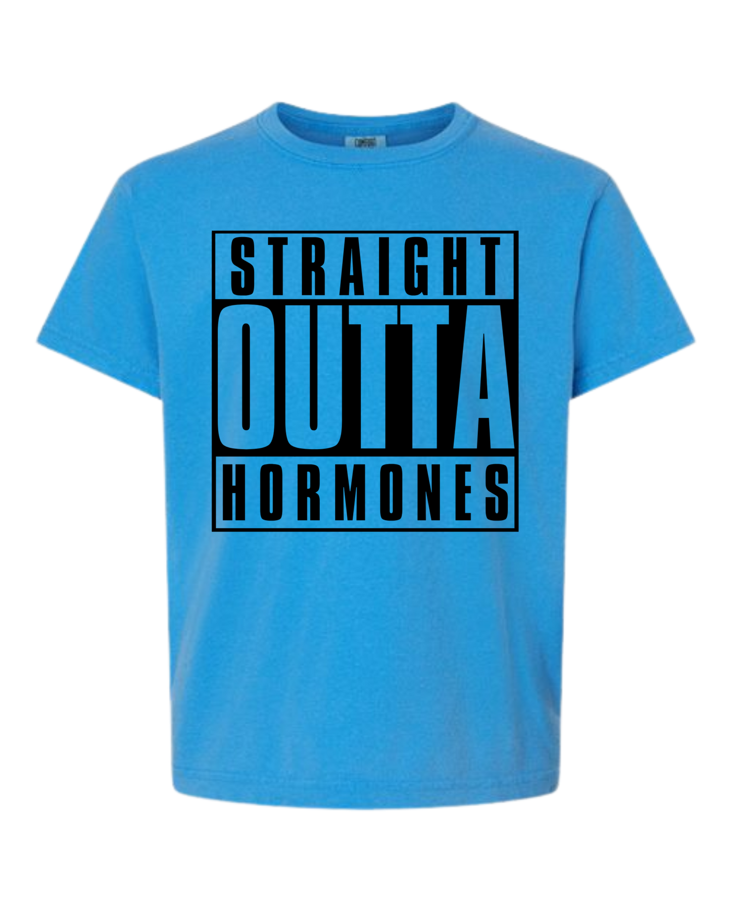 Straight Outta Hormones - Comfort Colors - Heavyweight Youth Tee - Neutral Colors & Blues