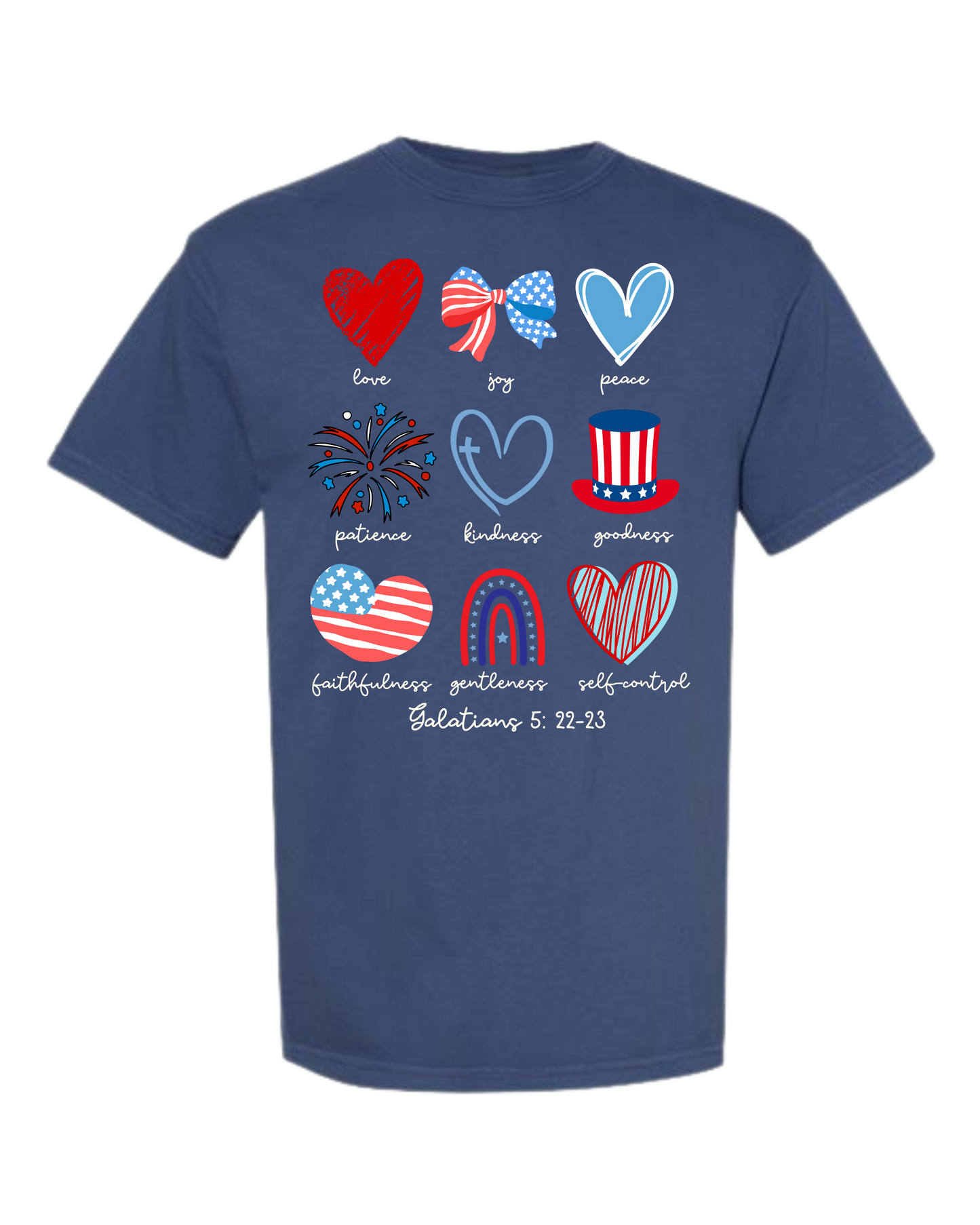 Galatians 5 - Patriotic - Comfort Colors - Heavyweight Unisex Tee - Blues