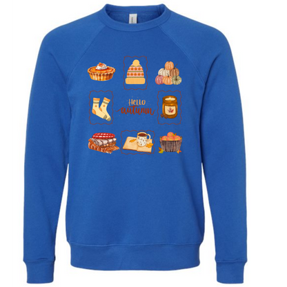 HP - Hello Autumn - Sponge Fleece Raglan Sweatshirt - Blues, Purples