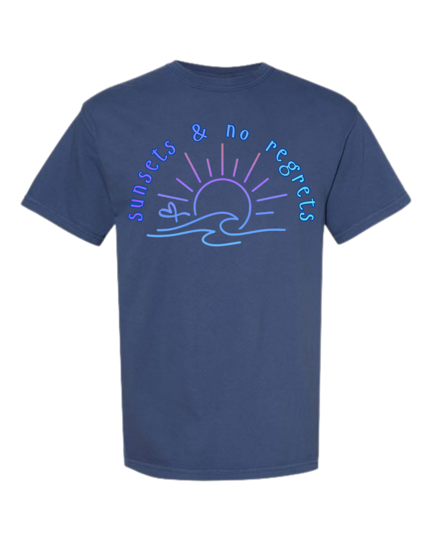 Sunsets & No Regrets - Comfort Colors - Heavyweight Unisex Tee - Blues