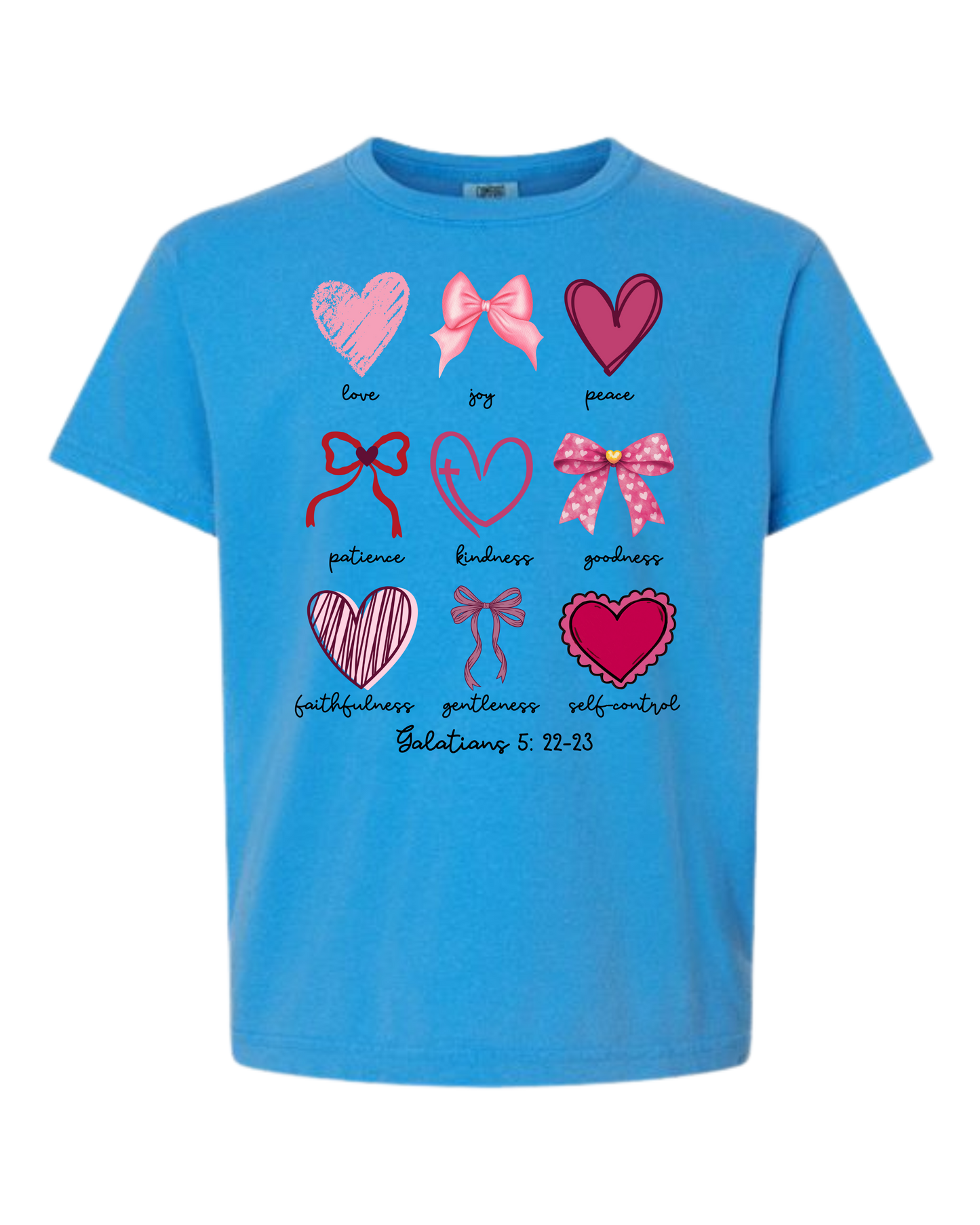 Galatians 5 - Valentines - Comfort Colors - Heavyweight Youth Tee - Neutral Colors & Blues