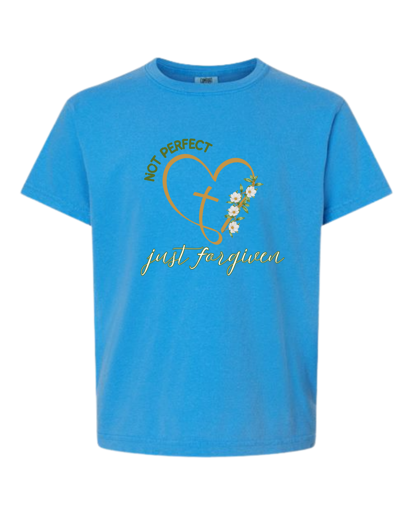 Not Perfect Just Forgiven - Comfort Colors - Heavyweight Youth Tee - Neutral Colors & Blues