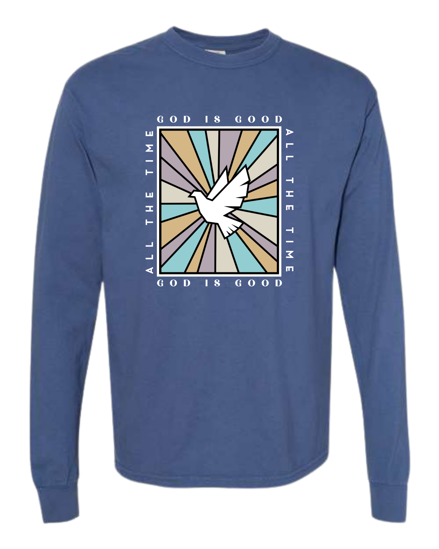 God Is Good - Comfort Colors - Heavyweight Long Sleeve Tee - Blues & Greens