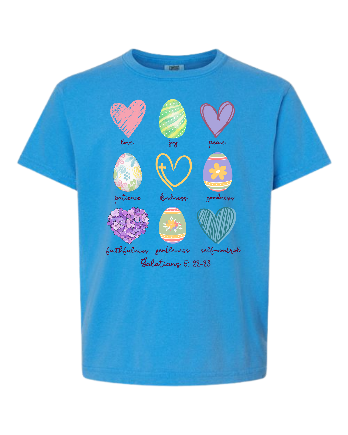 Galatians 5 - Easter - Comfort Colors - Heavyweight Youth Tee - Neutral Colors & Blues