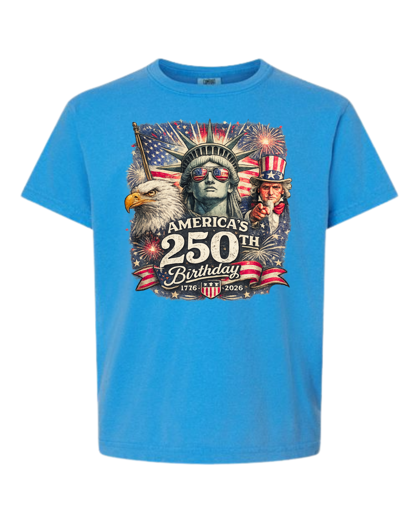 America's 250th Birthday - Comfort Colors - Heavyweight Youth Tee - Neutral Colors & Blues