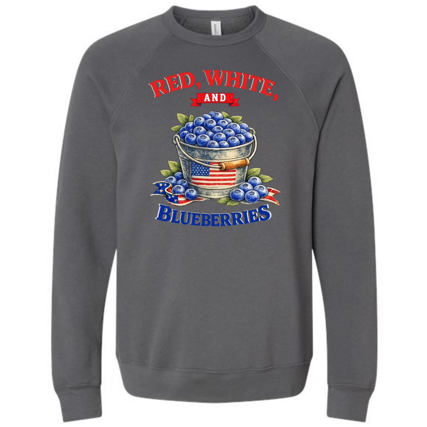 Red, White, And Blueberries - Sponge Fleece Raglan Sweatshirt - Assorted Colors
