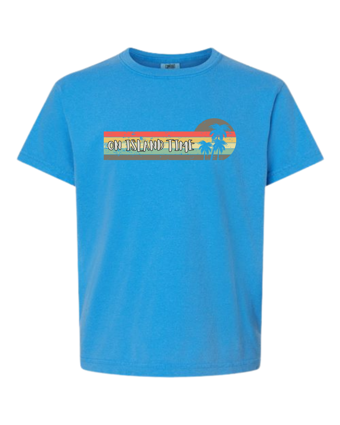 On Island Time - Comfort Colors - Heavyweight Youth Tee - Neutral Colors & Blues
