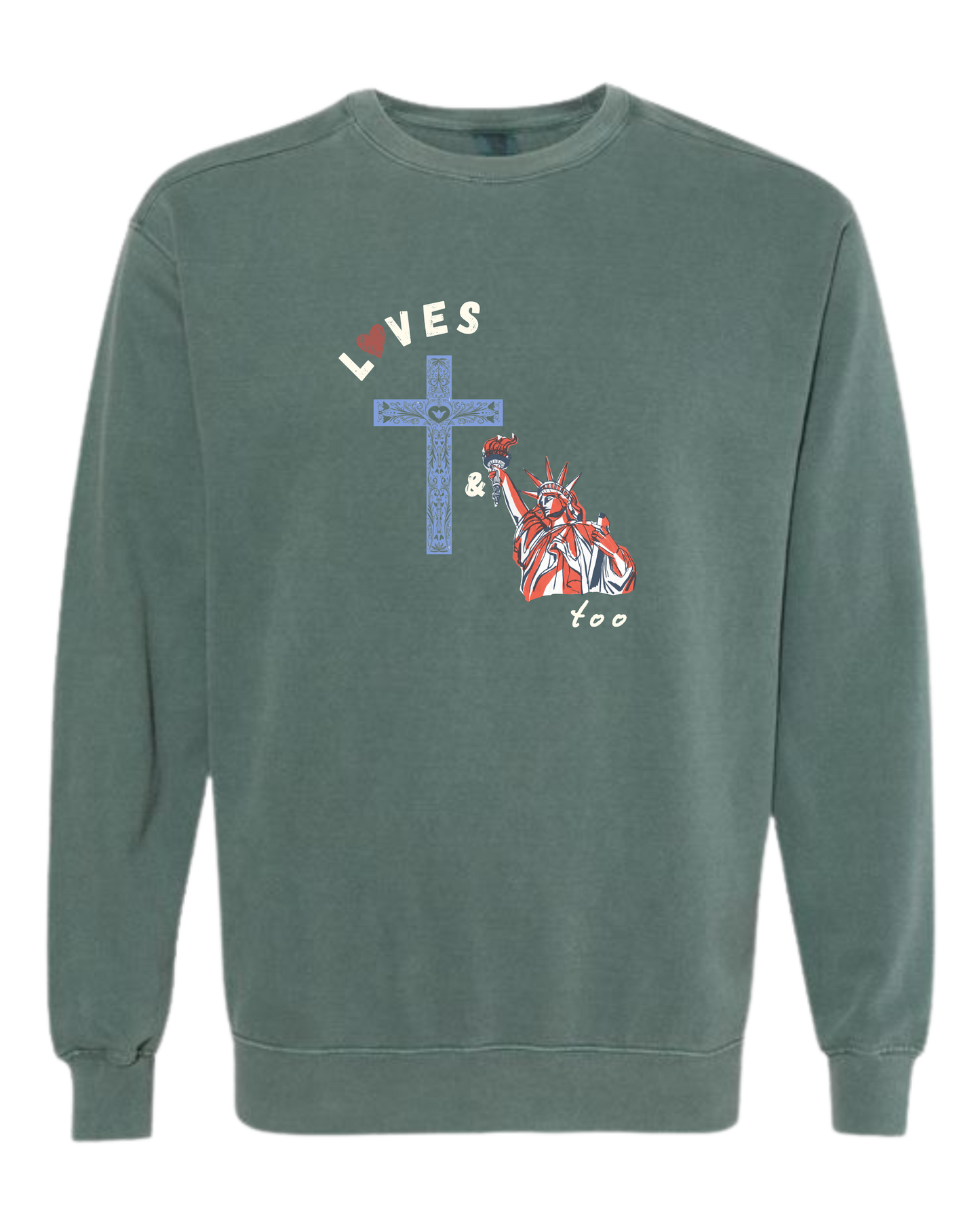 Loves Jesus & America too - Comfort Colors - Sweatshirt - Blues