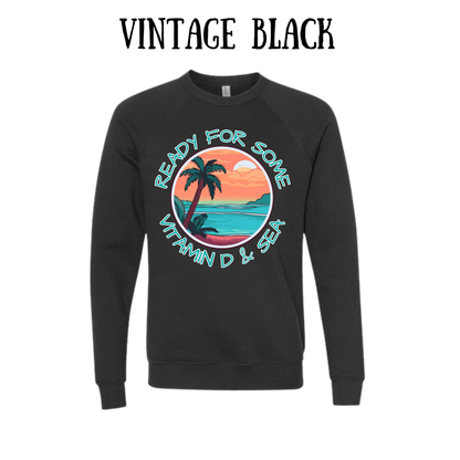 VP - Ready For Some Vitamin D & Sea - Sponge Fleece Raglan Sweatshirt - Greens, Neutrals