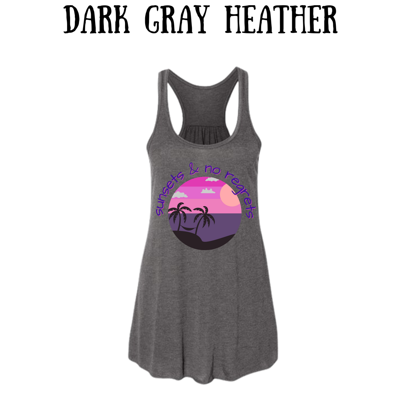 VP - Sunsets & No Regrets - Women's Flowy Racerback Tank