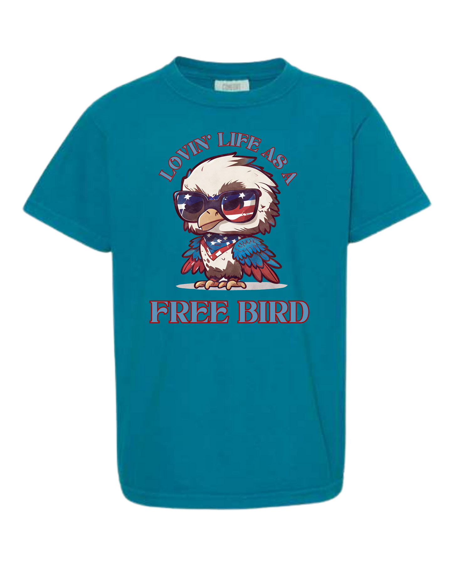 Lovin' Life as a Free Bird - Comfort Colors - Heavyweight Youth Tee - Neutral Colors & Blues