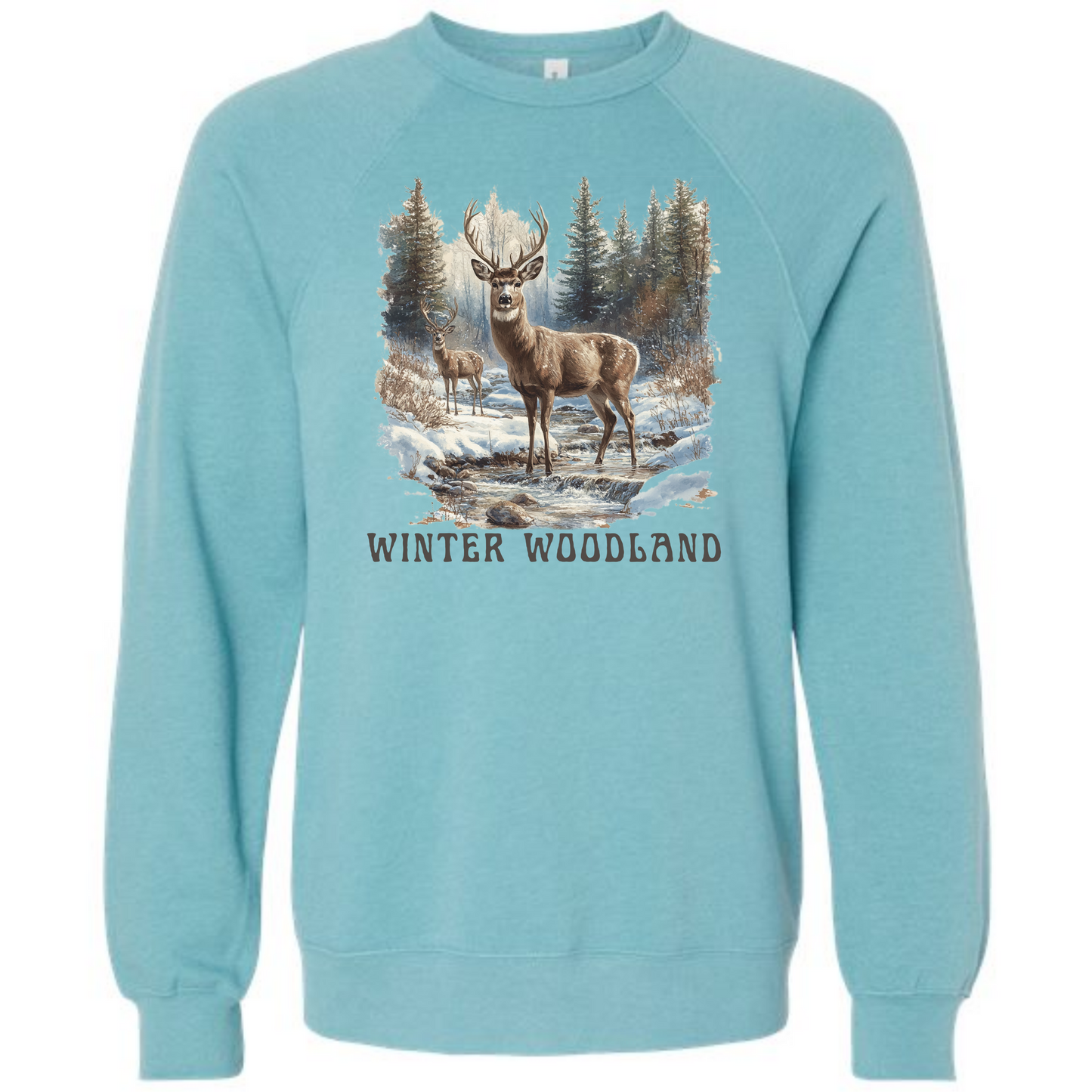 Winter Woodland - Sponge Fleece Raglan Sweatshirt - Blues, Purples