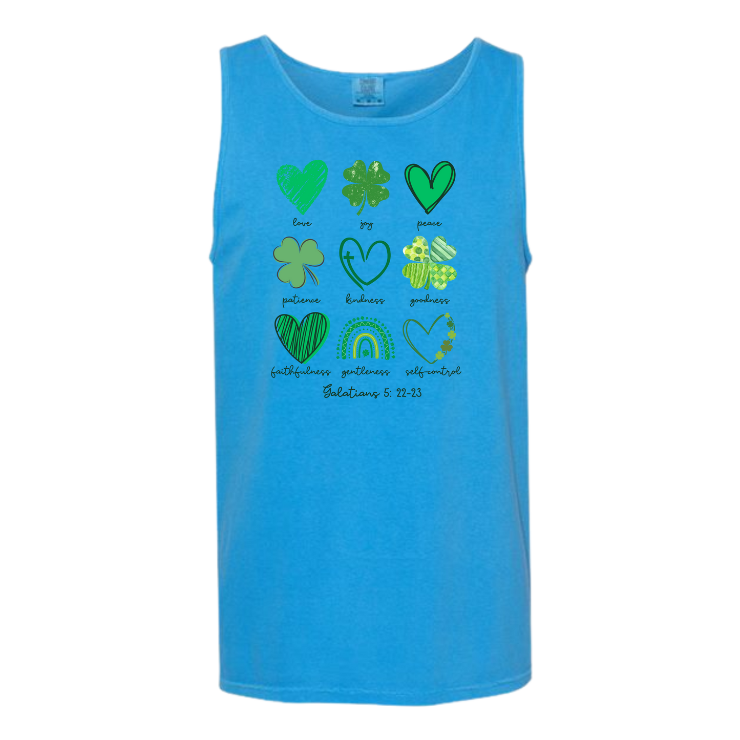 Galatians 5 - St Patrick's Day - Comfort Colors - Unisex Tank - Neutral Colors & Blues