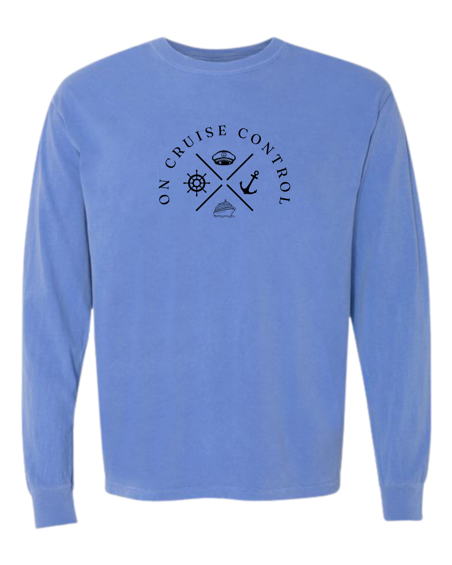 On Cruise Control - Comfort Colors - Heavyweight Long Sleeve Tee - Blues & Greens