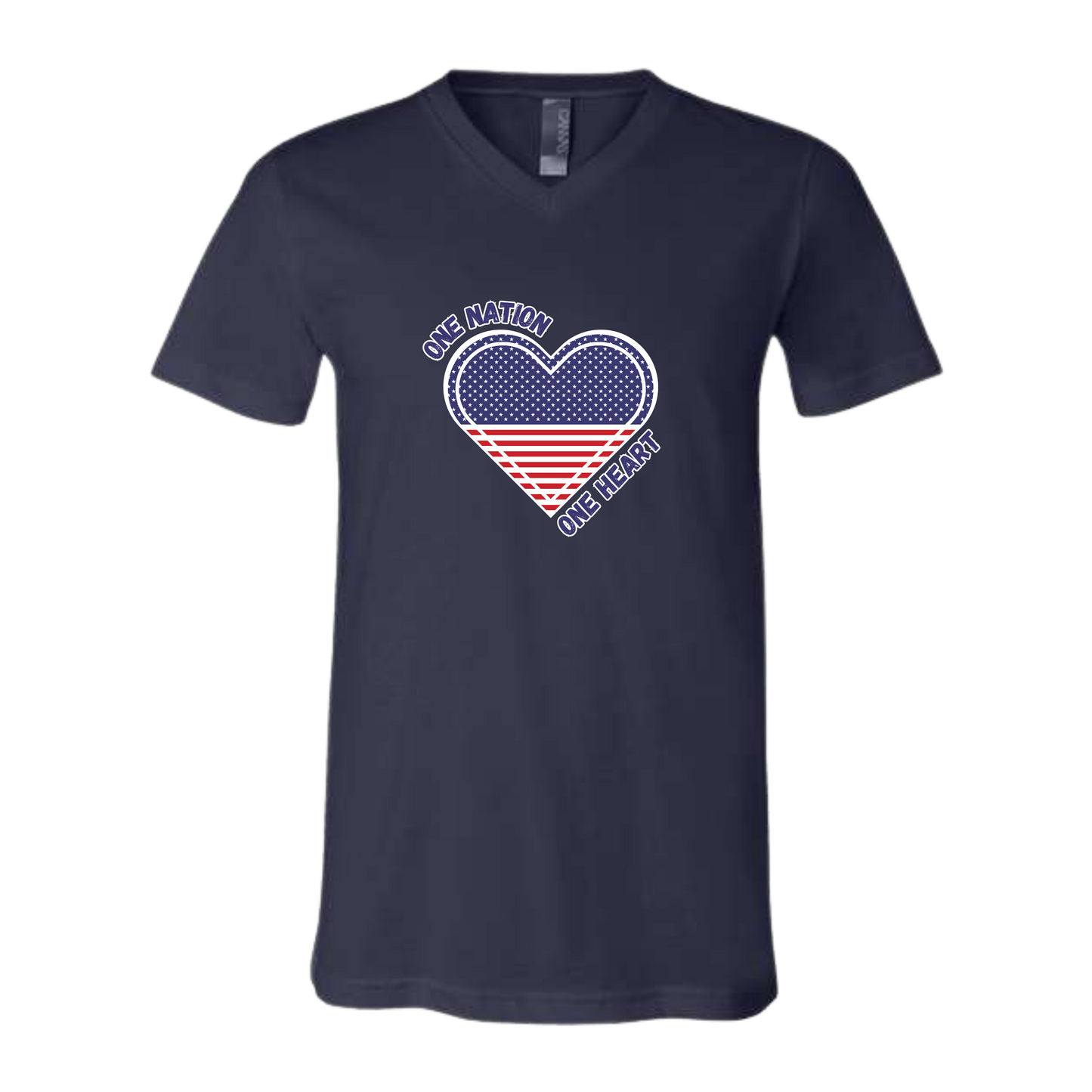 One Nation One Heart - Bella+Canvas - Unisex V-Neck - Assorted Colors