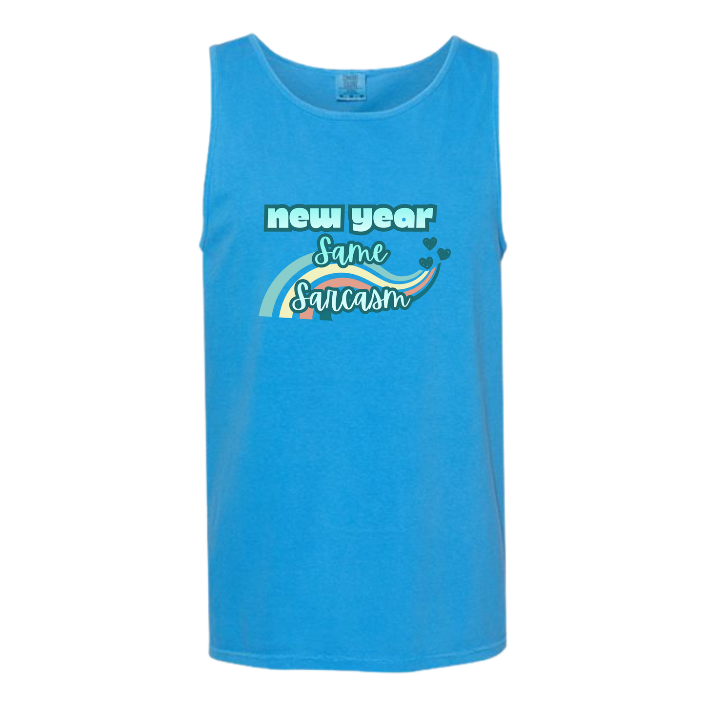 New Year Same Sarcasm - Comfort Colors - Unisex Tank - Neutral Colors & Blues