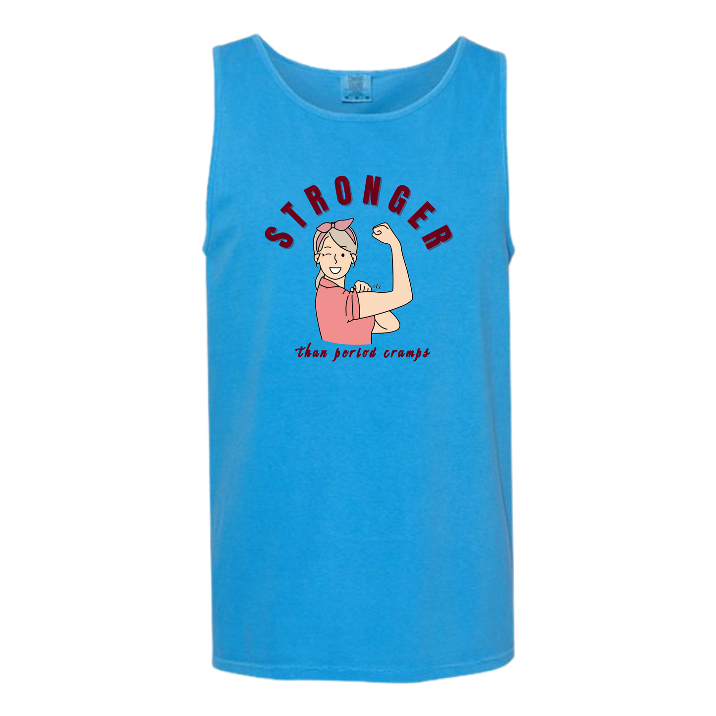 Stronger Than Period Cramps - Comfort Colors - Unisex Tank - Neutral Colors & Blues