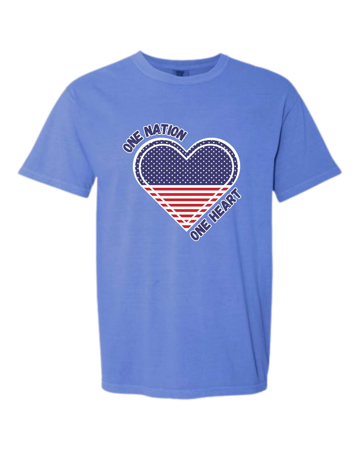One Nation One Heart - Comfort Colors - Heavyweight Unisex Tee - Blues