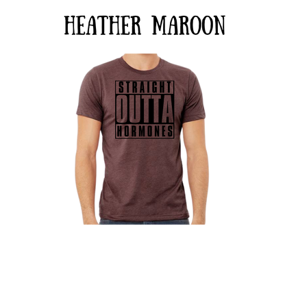 straight outta hormones - unisex tee - pinks, purples, neutrals