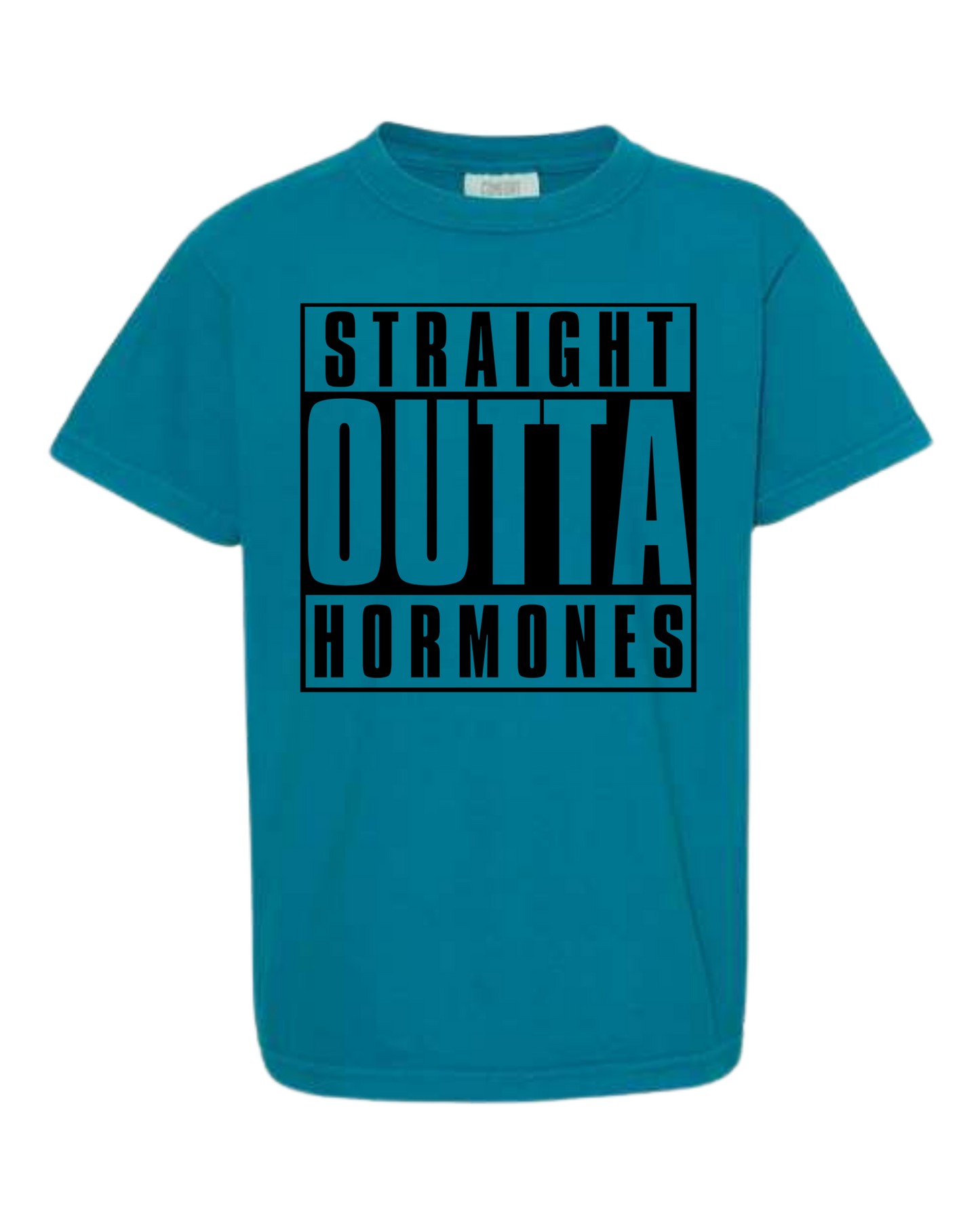 Straight Outta Hormones - Comfort Colors - Heavyweight Youth Tee - Neutral Colors & Blues