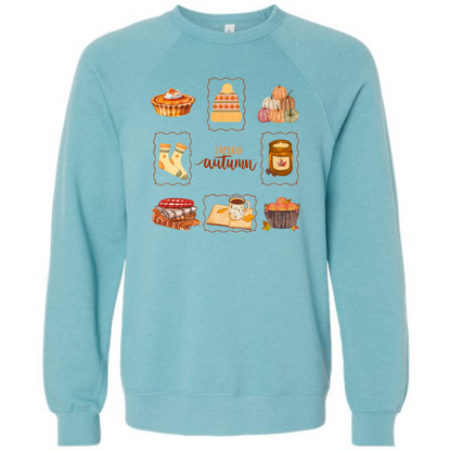 HP - Hello Autumn - Sponge Fleece Raglan Sweatshirt - Blues, Purples