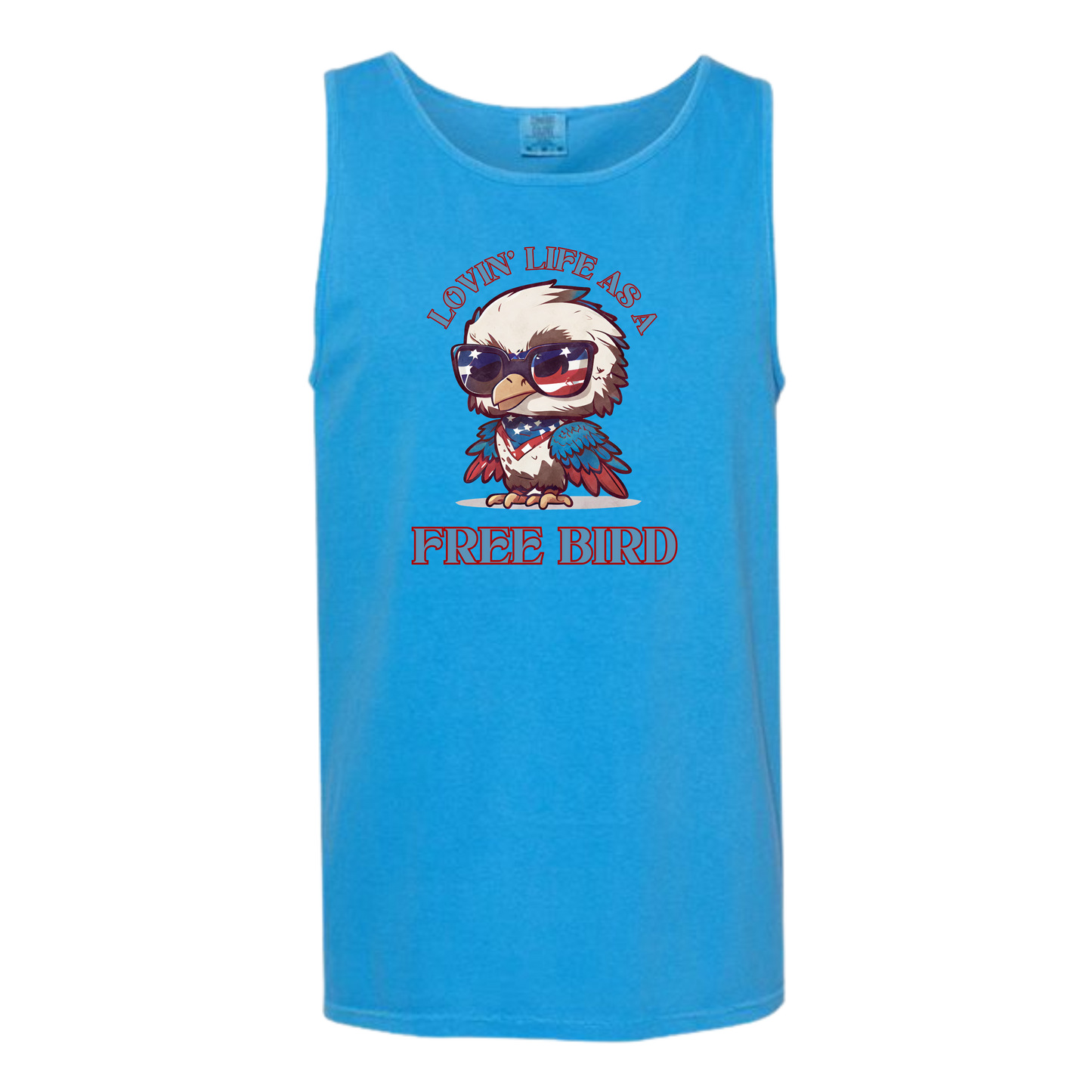 Lovin' Life as a Free Bird - Comfort Colors - Unisex Tank - Neutral Colors & Blues