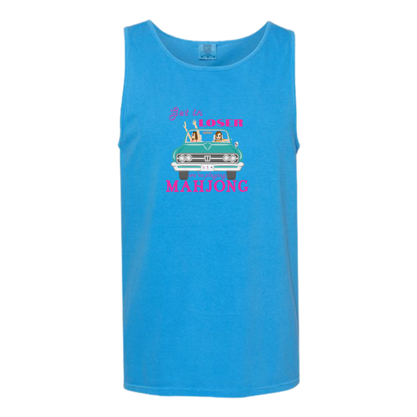 Get in Loser We're Playing Mahjong - Comfort Colors - Unisex Tank - Neutral Colors & Blues