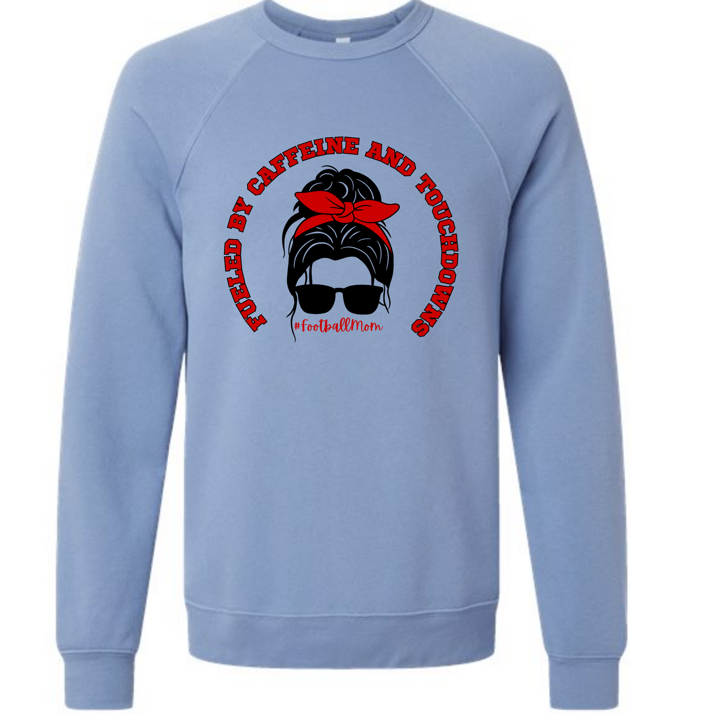 Football Moms Fueled By Caffeine and Touchdowns - Sponge Fleece Raglan Sweatshirt - Blues, Purples