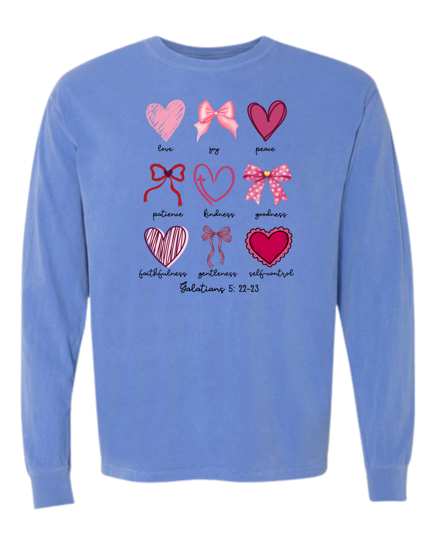 Galatians 5 - Valentines - Comfort Colors - Heavyweight Long Sleeve Tee - Blues & Greens