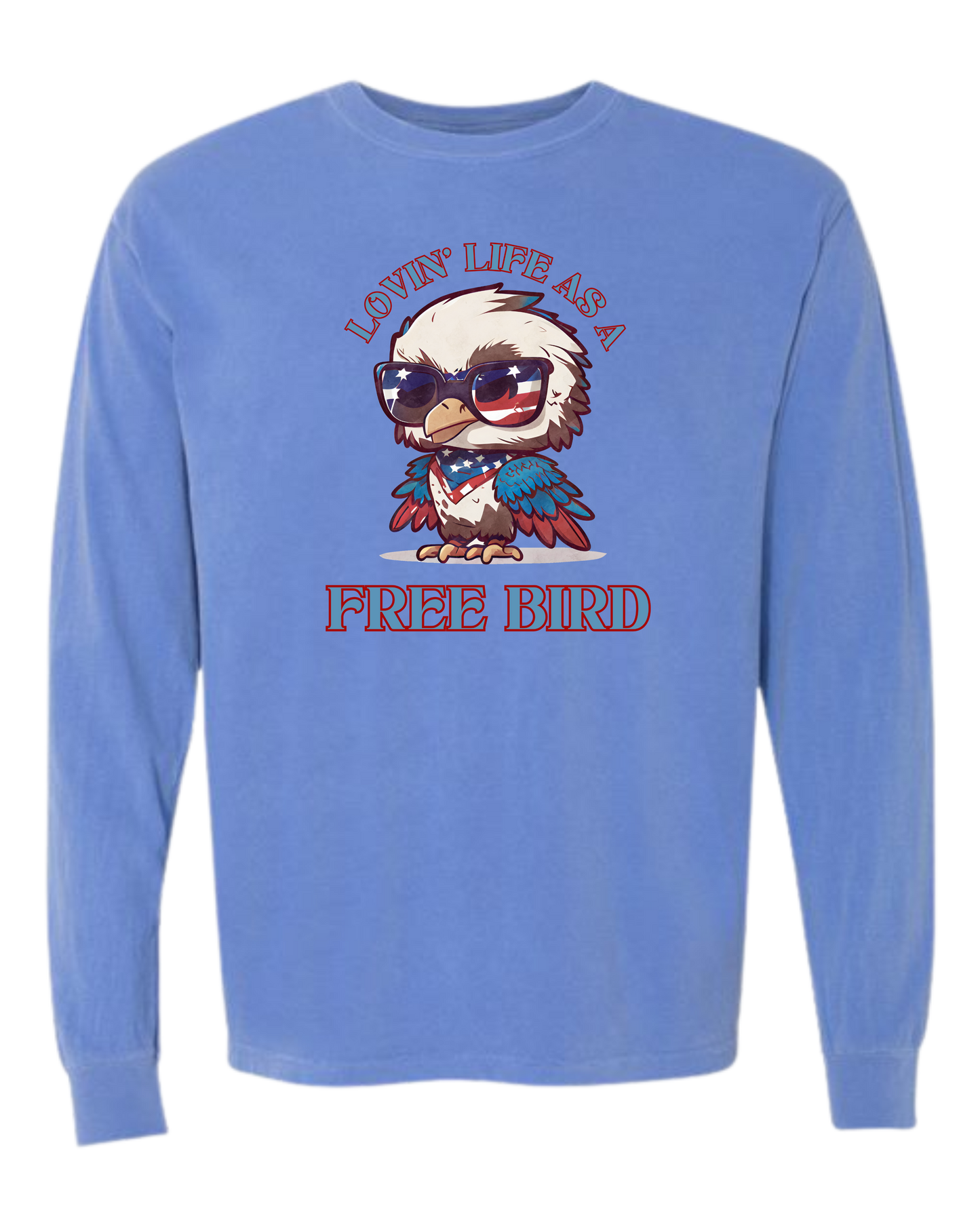 Lovin' Life as a Free Bird - Comfort Colors - Heavyweight Long Sleeve Tee - Blues & Greens
