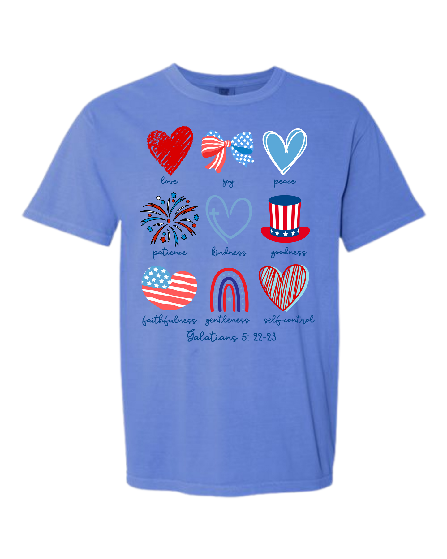 Galatians 5 - Patriotic - Comfort Colors - Heavyweight Unisex Tee - Blues