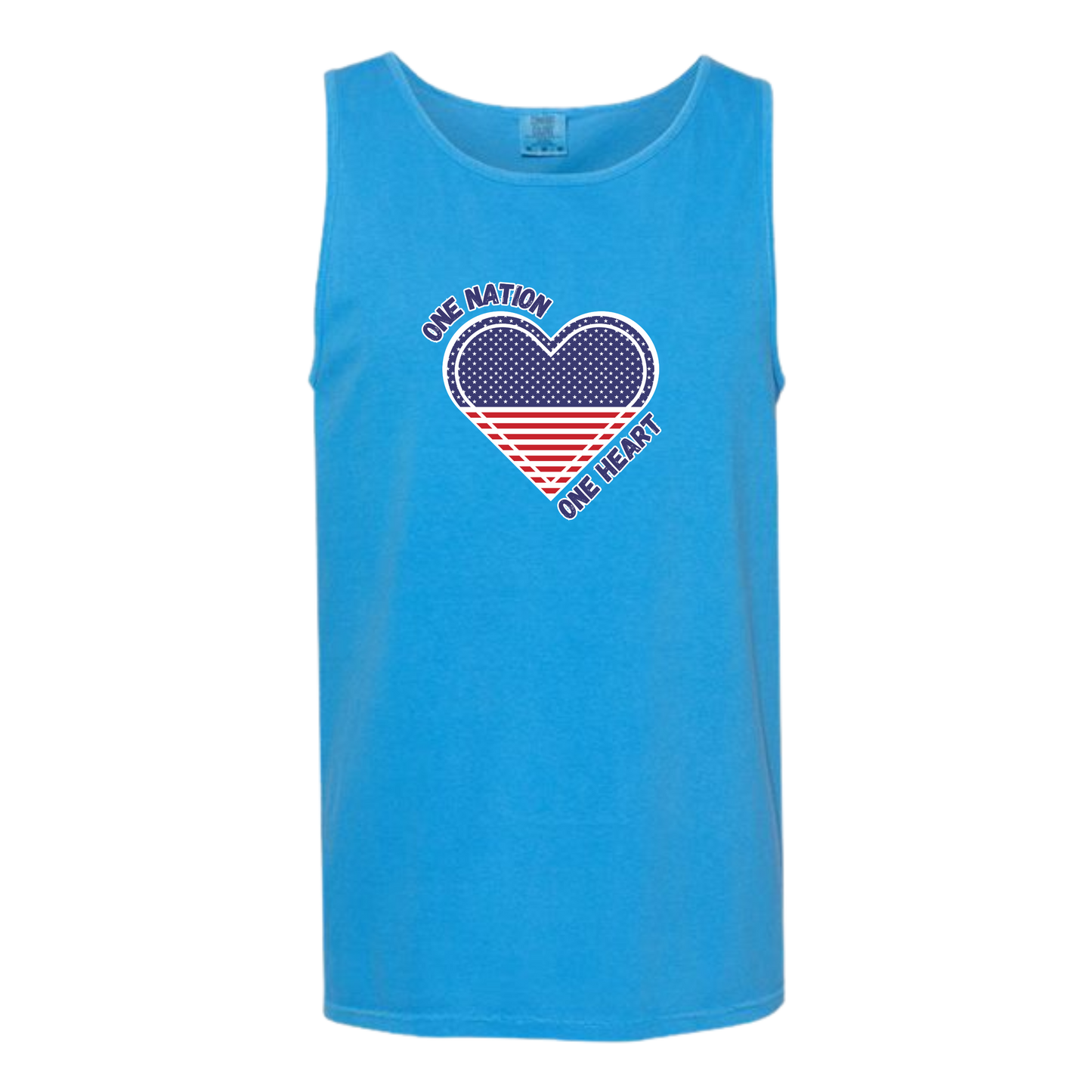 One Nation One Heart - Comfort Colors - Unisex Tank - Neutral Colors & Blues
