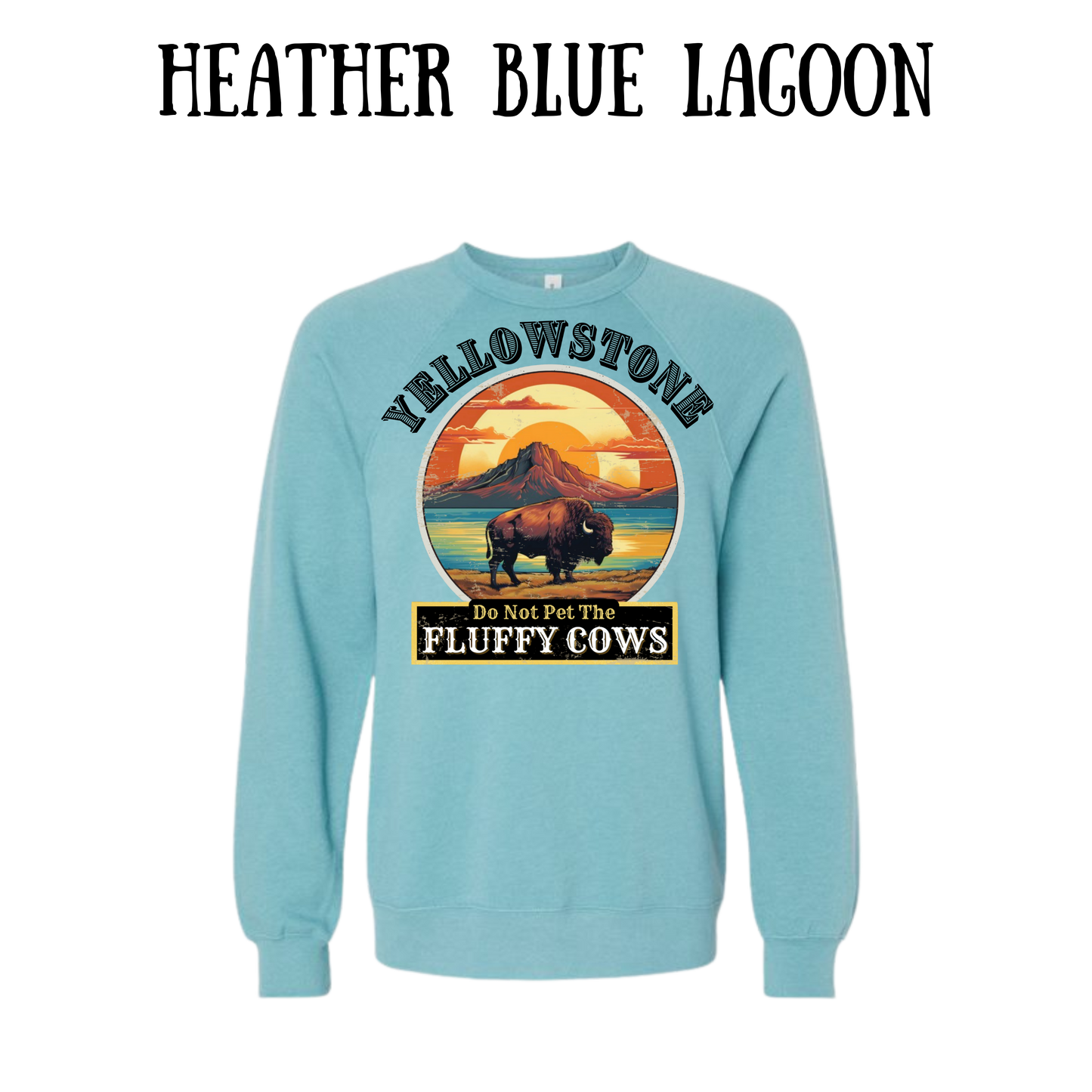 CP - Yellowstone: Fluffy Cows - Sponge Fleece Raglan Sweatshirt - Blues, Purples