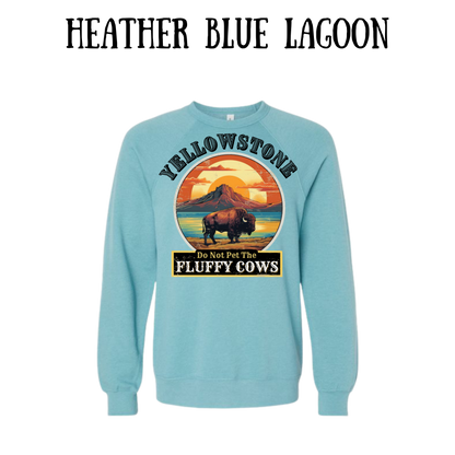 CP - Yellowstone: Fluffy Cows - Sponge Fleece Raglan Sweatshirt - Blues, Purples