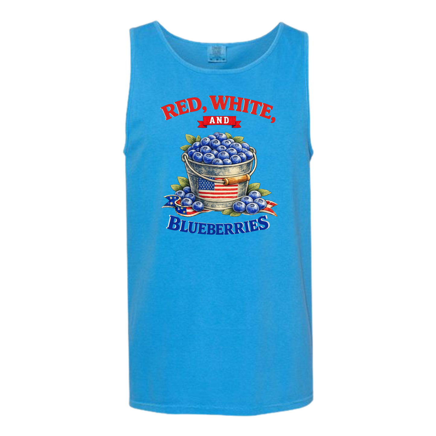 Red, White, And Blueberries - Comfort Colors - Unisex Tank - Neutral Colors & Blues