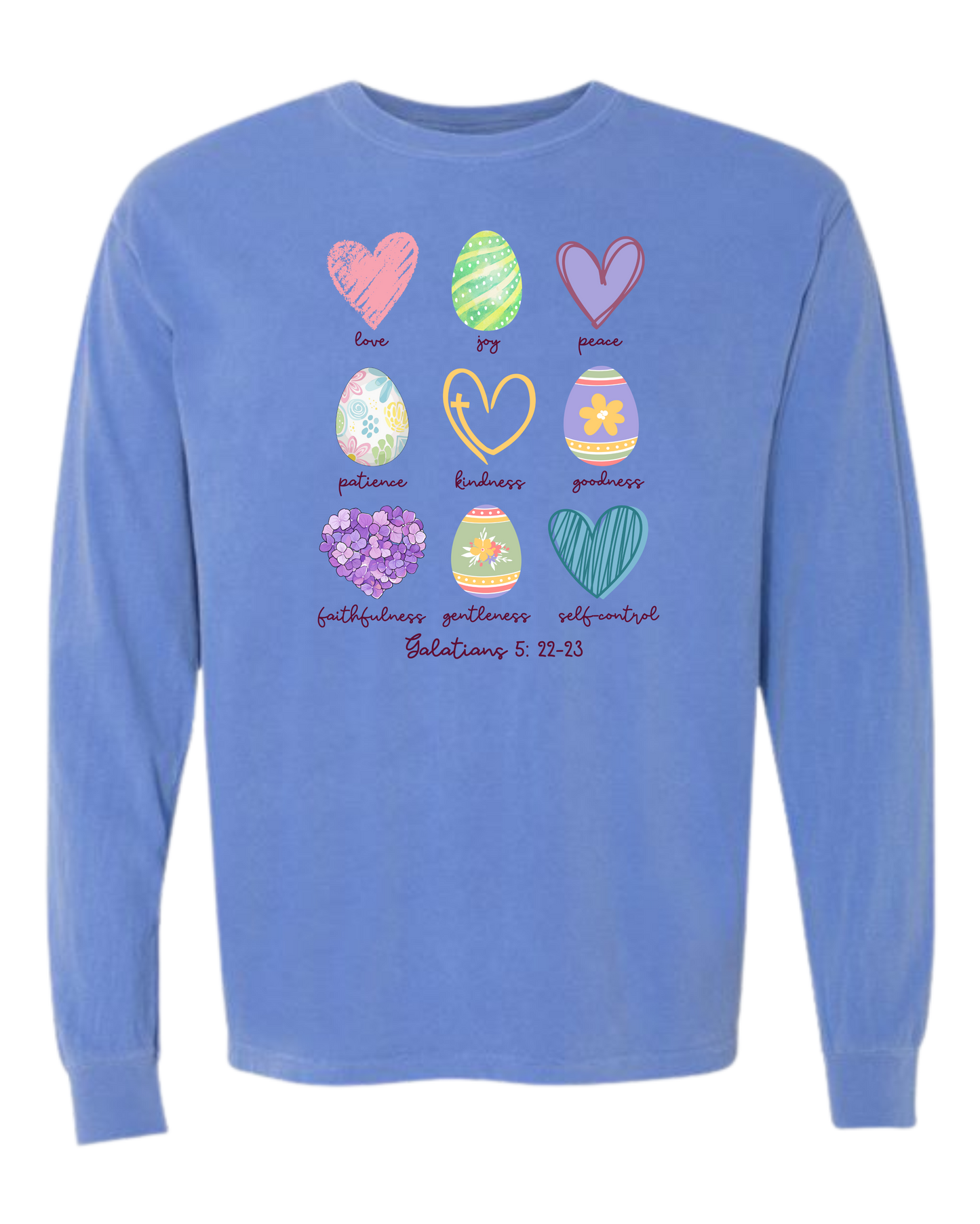 Galatians 5 - Easter - Comfort Colors - Heavyweight Long Sleeve Tee - Blues & Greens