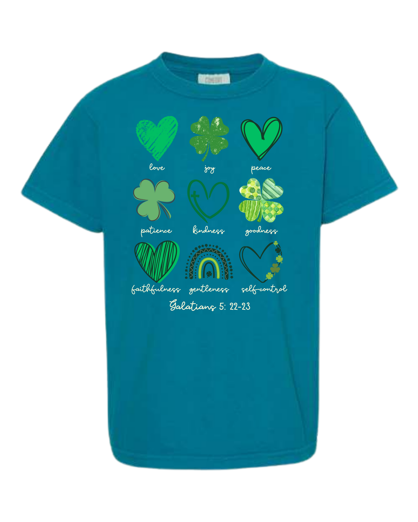 Galatians 5 - St Patrick's Day - Comfort Colors - Heavyweight Youth Tee - Neutral Colors & Blues