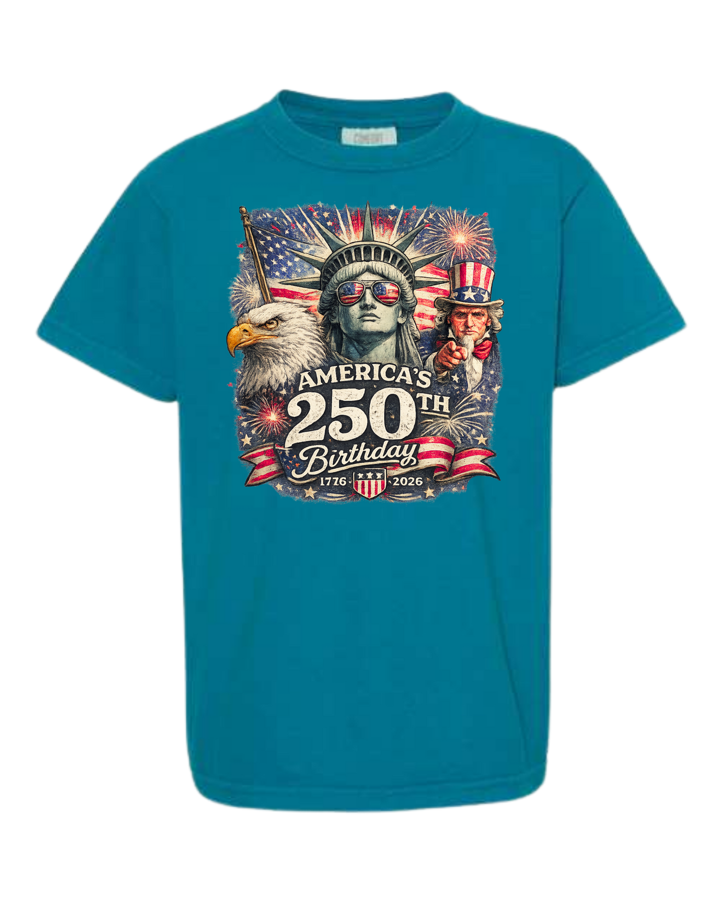 America's 250th Birthday - Comfort Colors - Heavyweight Youth Tee - Neutral Colors & Blues