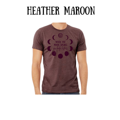 when the moon speaks - unisex tee - pinks, purples, neutrals