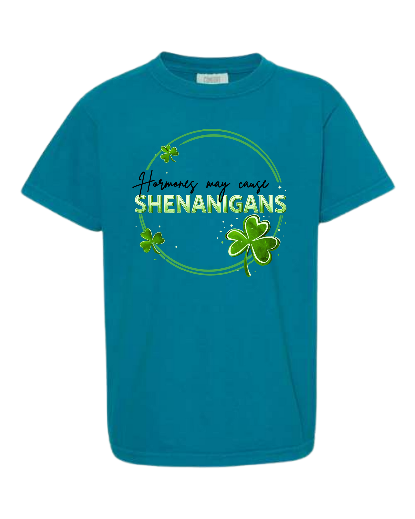 Hormones May Cause Shenanigans - Comfort Colors - Heavyweight Youth Tee - Neutral Colors & Blues