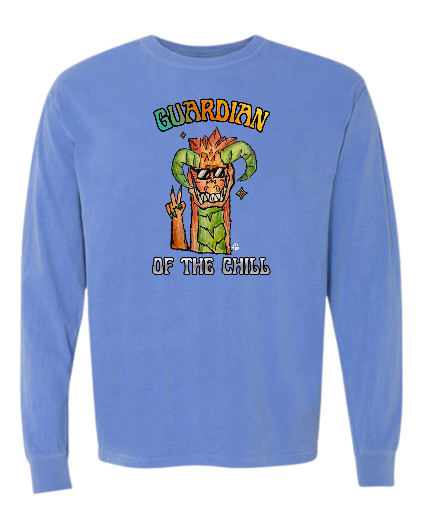 Guardian of The Chill - Comfort Colors - Heavyweight Long Sleeve Tee - Blues & Greens