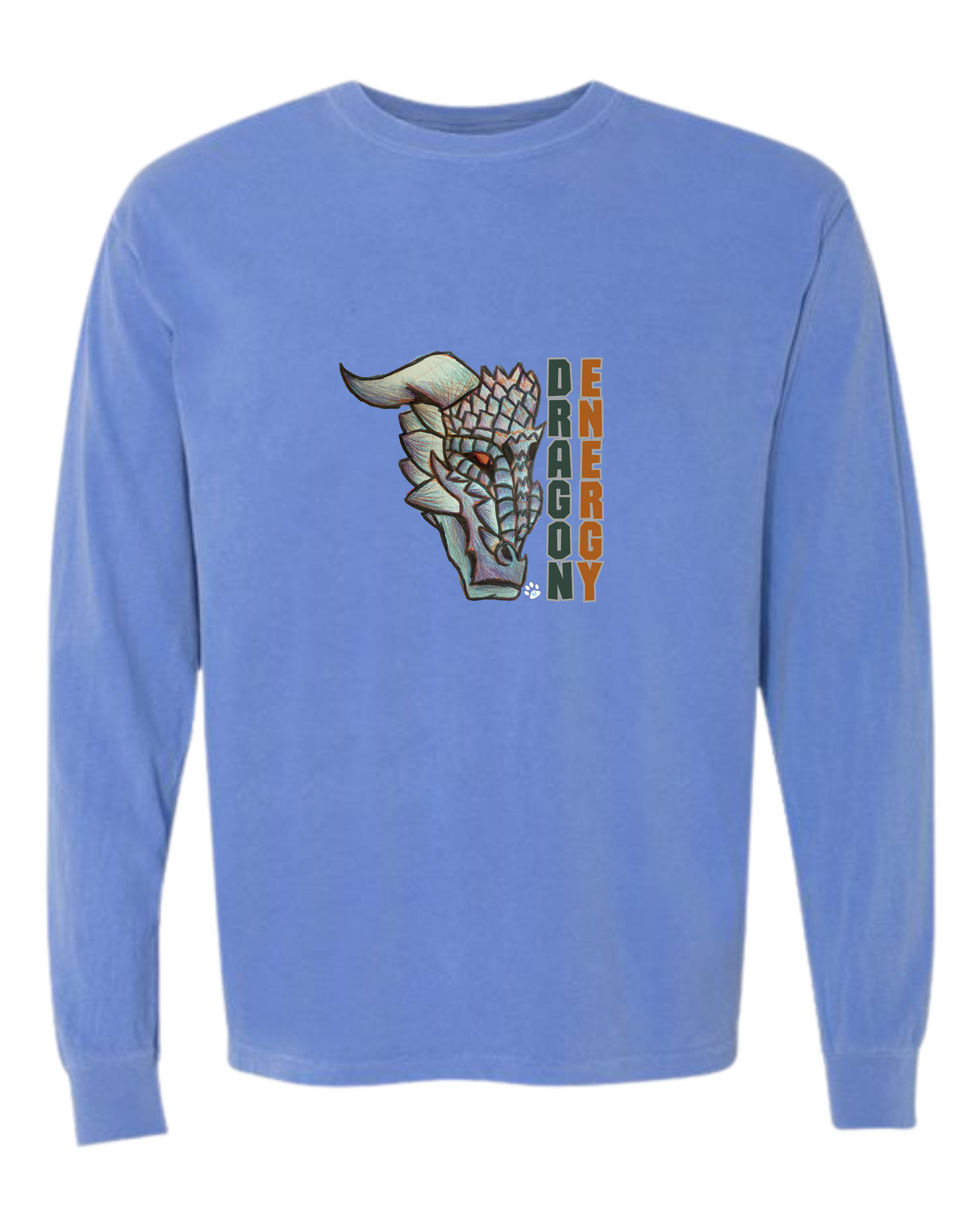 Dragon Energy - Comfort Colors - Heavyweight Long Sleeve Tee - Blues & Greens