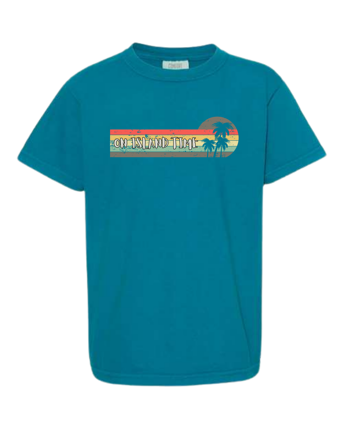 On Island Time - Comfort Colors - Heavyweight Youth Tee - Neutral Colors & Blues